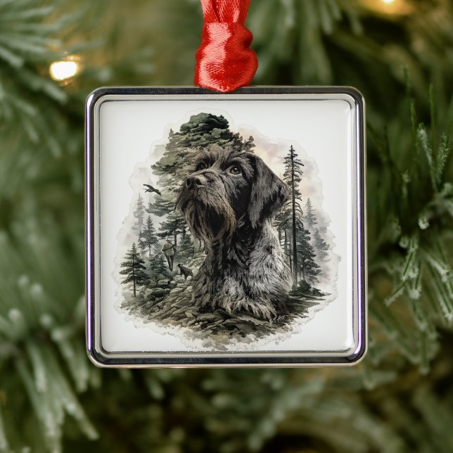 Deutsch Drahthaar Ornament Aus Metall (Baum)