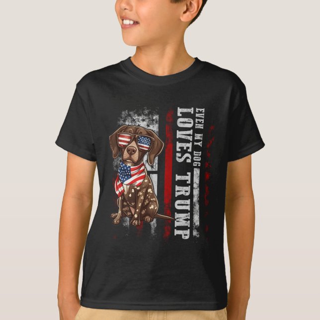 Deutsch Drahthaar Pointer mag Trump sogar  T-Shirt (Vorderseite)