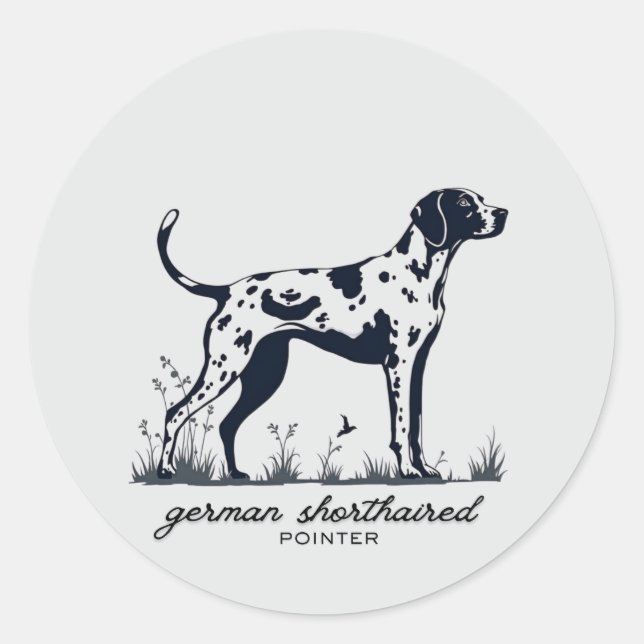 Deutsch Drahthaar Pointer zeigende Silhouette Runder Aufkleber (Vorderseite)