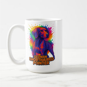 Deutsch Drahthaar Pop Art – Farbige Neon Kaffeetasse