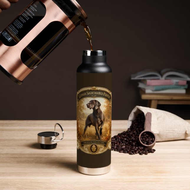 Deutsch Drahthaar  Trinkflasche (Kaffee (gedreht))