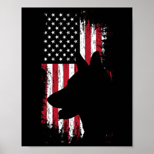 Deutsch Drahthaar US-amerikanisches Flaggen-Shirt Poster