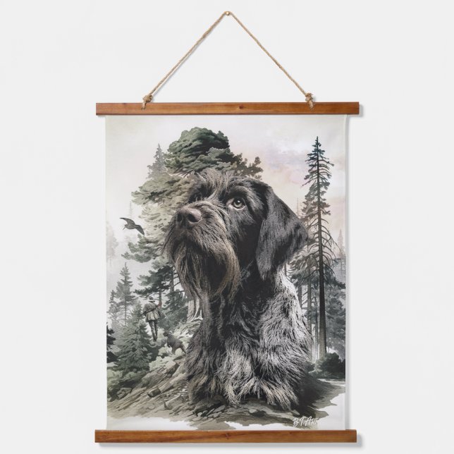 Deutsch Drahthaar Wandteppich Mit Holzrahmen (Vorderseite)