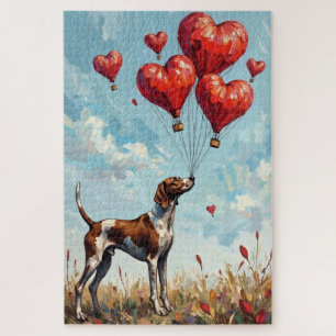 Deutsch Drahthaarpointer Valentinstag Herz Puzzle
