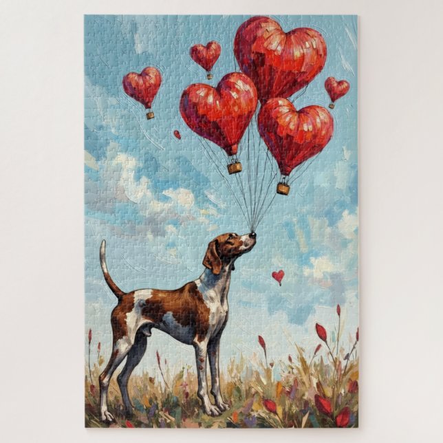 Deutsch Drahthaarpointer Valentinstag Herz  Puzzle (Vertikal)
