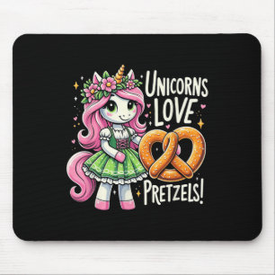 Deutsch Drindl Unicorn Liebe Pretzels Funny Kids Mousepad
