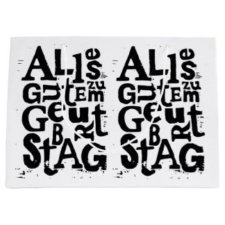 Deutsch "Happy Birthday" Lino Print Große Geschenktüte