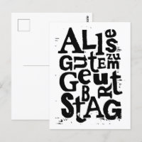 Deutsch "Happy Birthday" Lino Print Postcard