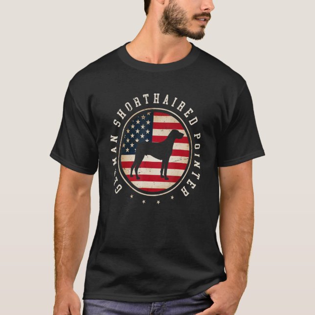 Deutsch Kurzhaarfahne Pointer Usa Flag 4. Juli Hun T-Shirt (Vorderseite)