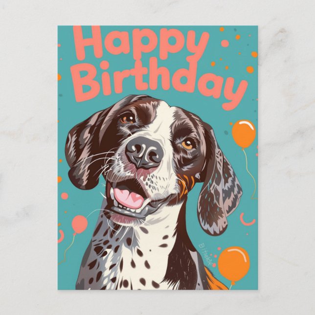 Deutsch Kurzhaarige Pointer Happy Birthday Postkarte (Vorderseite)