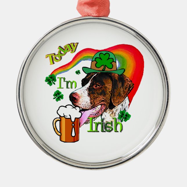 Deutsch Kurzhaarige Pointer St Pattys Ornament Aus Metall (Vorne)