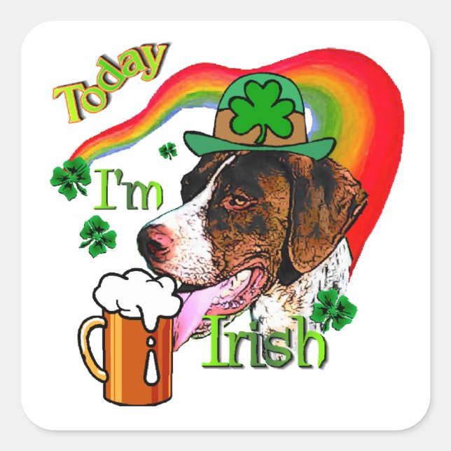 Deutsch Kurzhaarige Pointer St Pattys Quadratischer Aufkleber (Vorderseite)