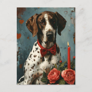 Deutsch Kurzhaariger Vorstehhund Vintage Valentins Postkarte