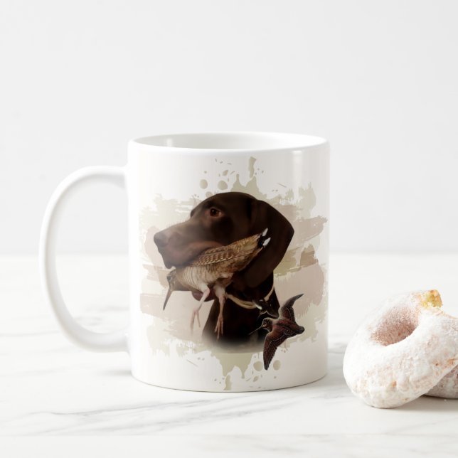 Deutsch Kurzhaarpointer, kurzhaar, Tapestry Post Kaffeetasse (Mit Donut)