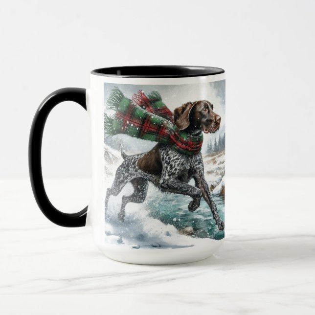 Deutsch Kurzpointer "Over River Coffee Tasse" Tasse (Links)