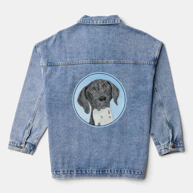 Deutsch Kurzzeitermalerei - Hundekunst Jeansjacke (Rückseite)