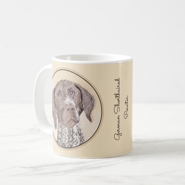 Deutsch Kurzzeitermalerei - Hundekunst Kaffeetasse (Vorderseite Links)