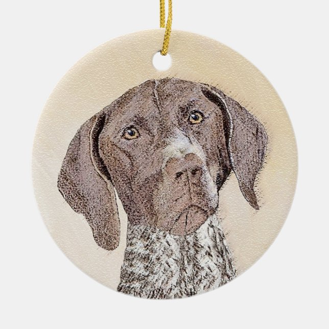 Deutsch Kurzzeitermalerei - Hundekunst Keramikornament (Vorne)