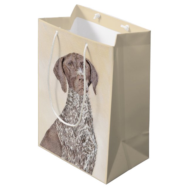 Deutsch Kurzzeitermalerei - Hundekunst Mittlere Geschenktüte (Vorderseite Schrägansicht)