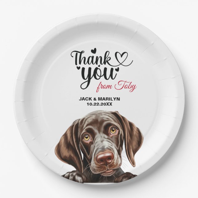 Deutsch Kurzzeitpointer Wedding Vielen Dank Pappteller (Vorderseite)