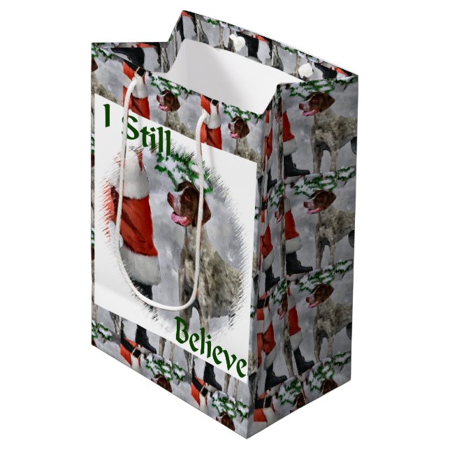Deutsch Kurzzeitweilig Pointer Weihnachten Mittlere Geschenktüte (Vorderseite Schrägansicht)