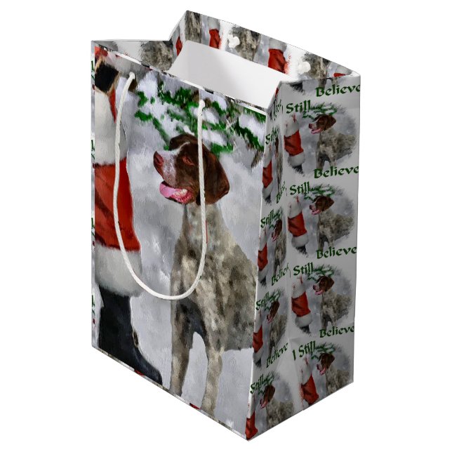 Deutsch Kurzzeitweilig Pointer Weihnachten Mittlere Geschenktüte (Rückseite Schrägansicht)