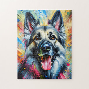 Deutsch Langhaar-Schäferhund Acrylbild Hunde Liebh Puzzle