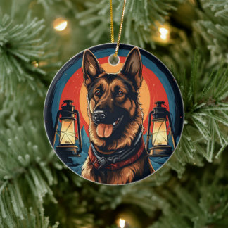 Deutsch Langhaar Weihnachts-Tier-Ornament, Hundeli Keramik Ornament
