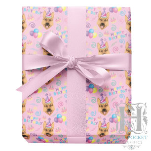Deutsch Langhaar-Wrap-Papier in Rosa Geschenkpapier