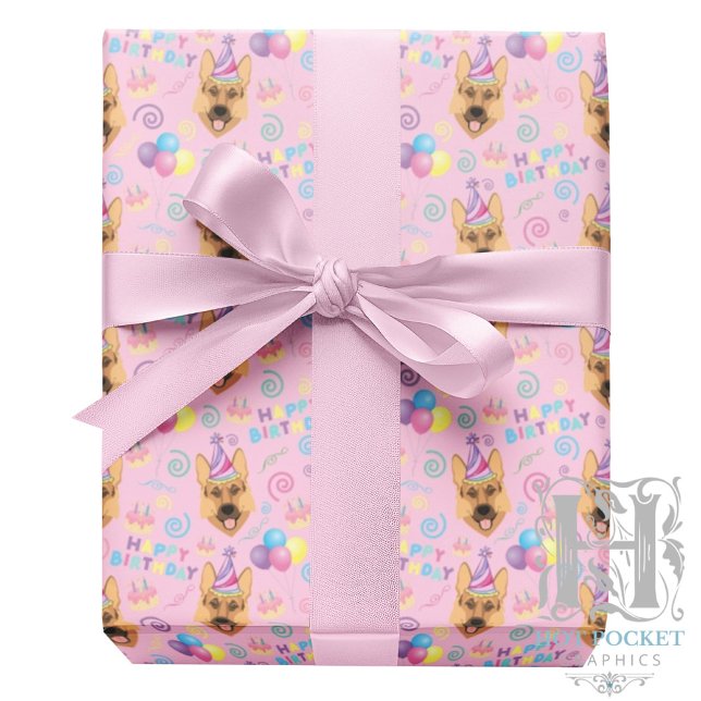 Deutsch Langhaar-Wrap-Papier in Rosa Geschenkpapier (Von Creator hochgeladen)
