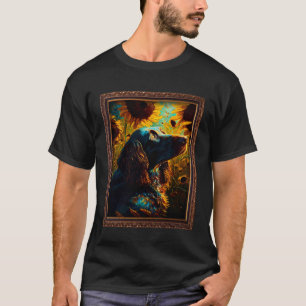 Deutsch Langhaariger Pointer malt Sonnenblumenblum T-Shirt
