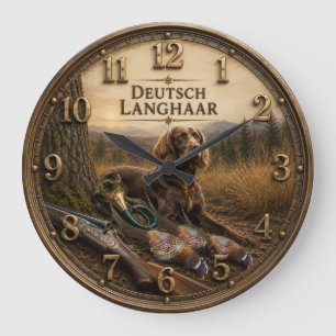 Deutsch Langhaariger Vorstehhund Jagdbegleiter Große Wanduhr