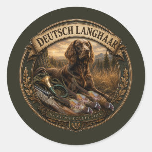 Deutsch Langhaariger Vorstehhund Jagdbegleiter Runder Aufkleber
