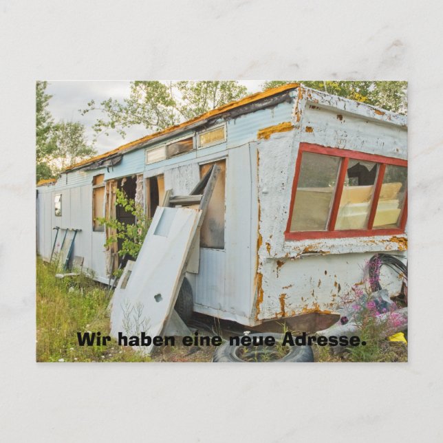 Deutsch Lustige neue Adressenergiearmut Postkarte (Vorderseite)