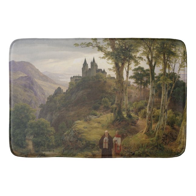 Deutsch-romantische Landschaft mit Klosteranlage Badematte (Vorderseite)