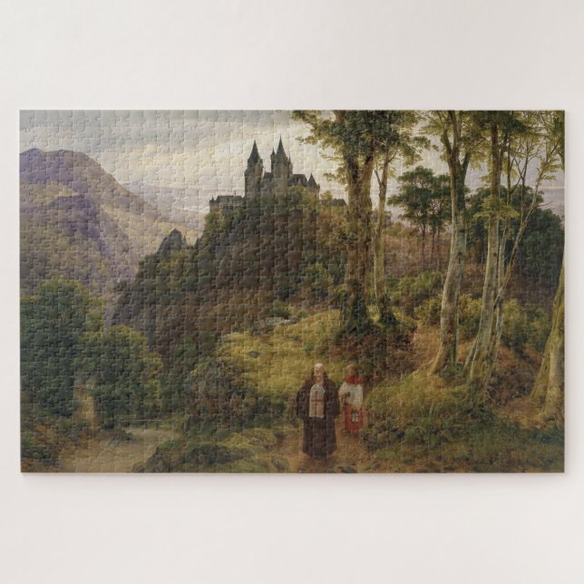 Deutsch-romantische Landschaft mit Klosteranlage Puzzle (Horizontal)