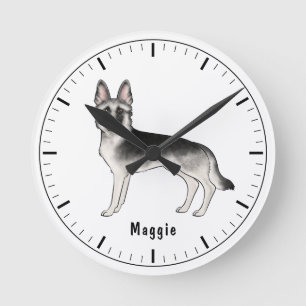 Deutsch-Schwarzwälder-Schäferhund mit individuelle Runde Wanduhr