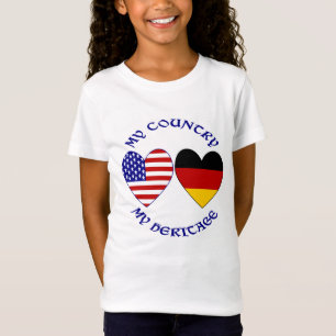 Deutsch USA-Flagge Herzen Land Erbe Mädchen T-Shirt