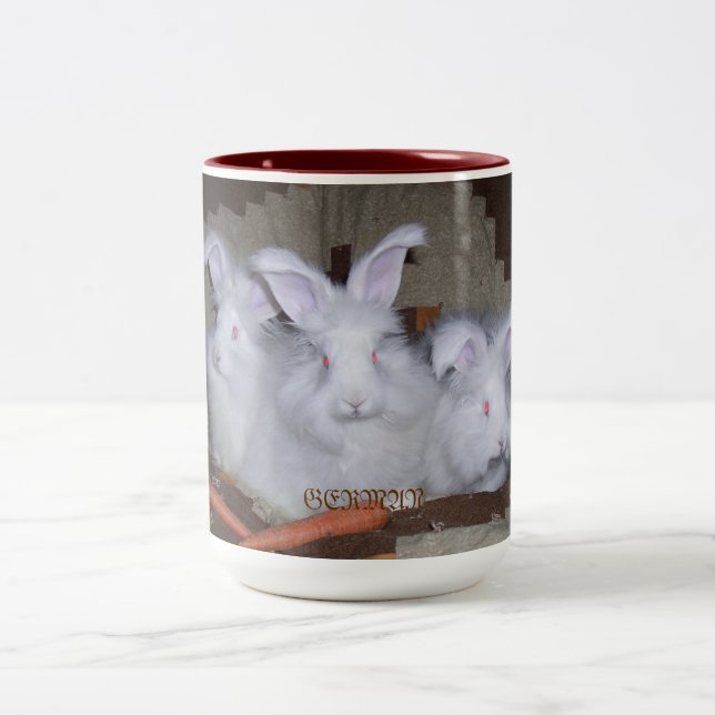 DEUTSCHE ANGORA-KANINCHEN KAFFEE U. KAKAO-TASSE ZWEIFARBIGE TASSE (Mittel)