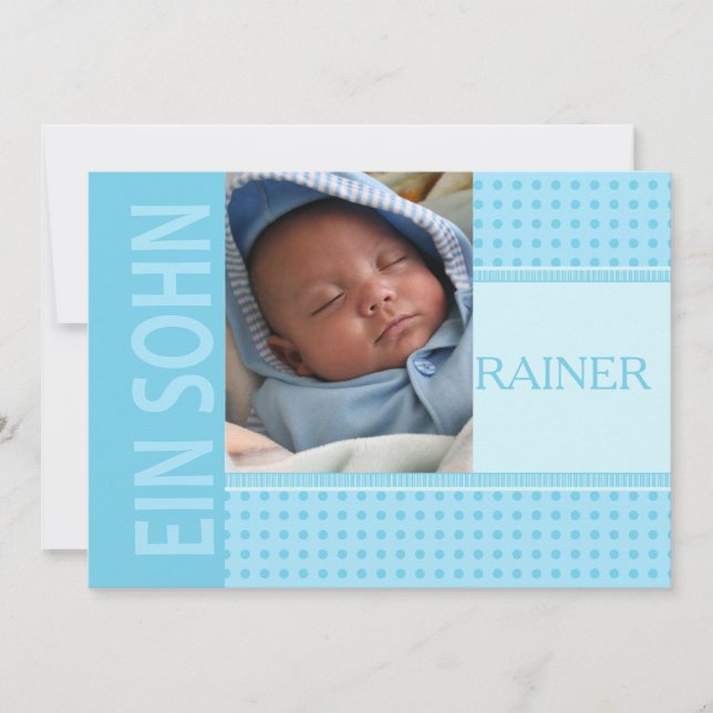 Deutsche Baby Boy Geburtserklärung Ankündigung (Vorderseite)