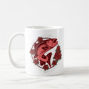 Deutsche Bachforelle Vintage-Blumenkunst Kaffeetasse