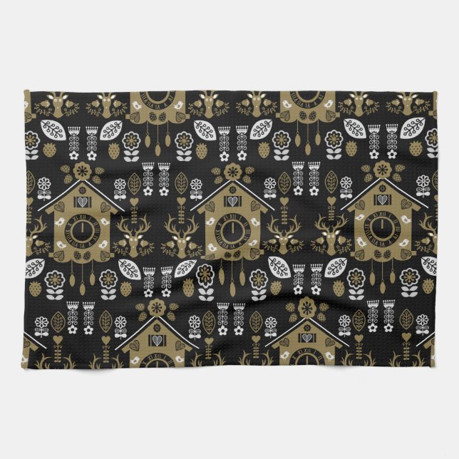 Deutsche Bauernmalerei Kunst Geschirrtuch (Horizontal)