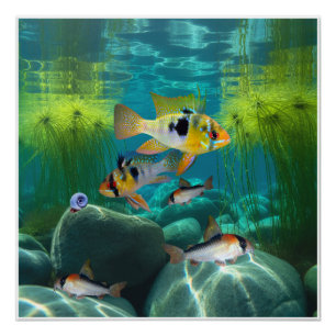 Deutsche Blaue Rams Cichlids Corydoras Aquarium Fi Poster