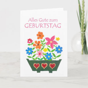 Deutsche "Blume Power" Geburtstagskarte Karte
