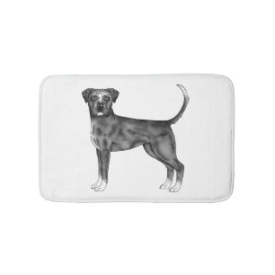 Deutsche Boxer-Hund-Illustration in Schwarzweiß Badematte