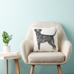 Deutsche Boxer-Hund-Illustration in Schwarzweiß Kissen