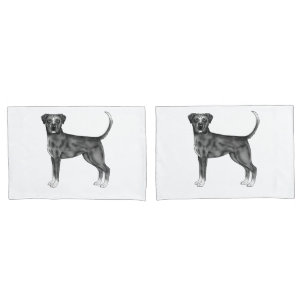 Deutsche Boxer-Hund-Illustration in Schwarzweiß Kissenbezug