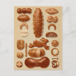 Deutsche Breads Illustration aus Vintagem Kochbuch Postkarte