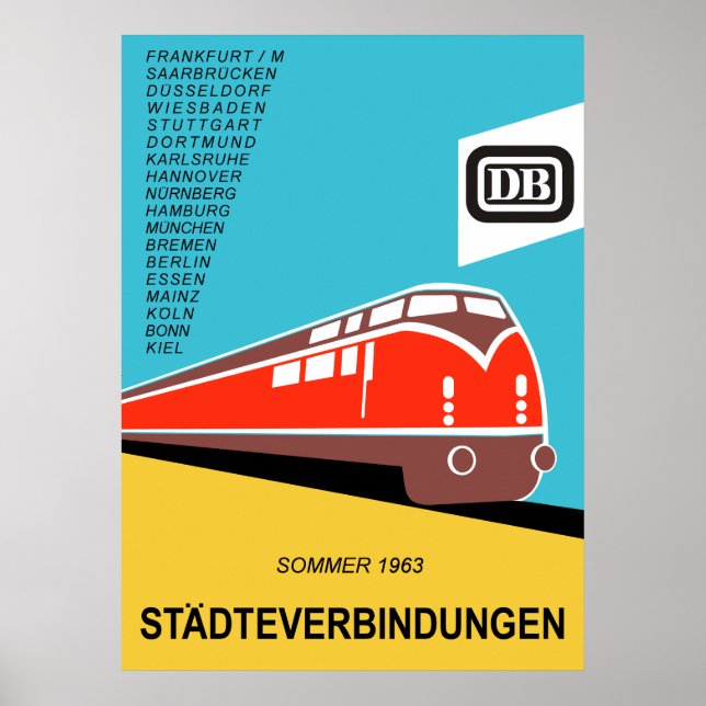 Deutsche Bundesstaatliche Eisenbahn Vintage Reisep Poster (Vorne)
