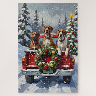 Deutsche-Däne-Weihnachten-Rot-Lieferwagen-Urlaub Puzzle